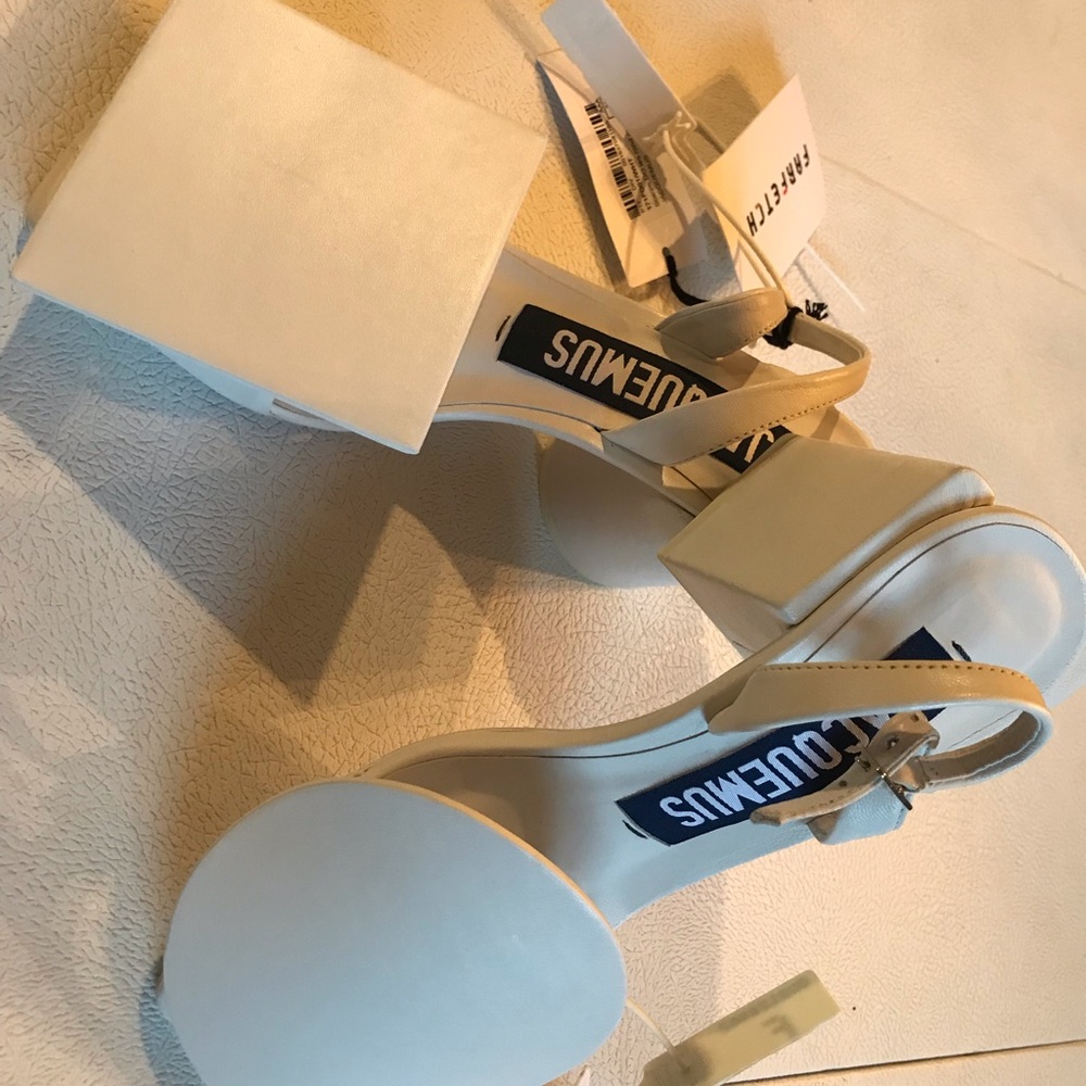 JACQUEMUS white geometric block heel sandals NEW WITH BOX 39